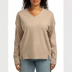 NWT Boston Traders Women's Tan V-Neck Sweater Size L